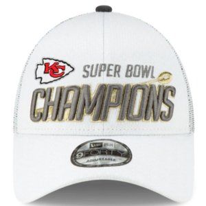 New Era Kansas City Chiefs White Super Bowl LIV Champions Locker Room 9FORTY Hat